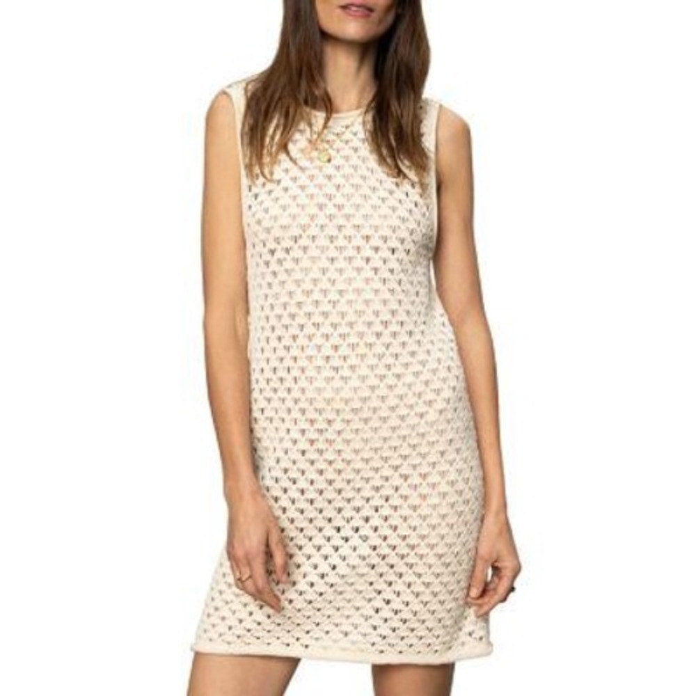 Sanctuary Crochet Mini Dress Womens XXL Cream Knit Lined Cottagecore Beach NWT‎